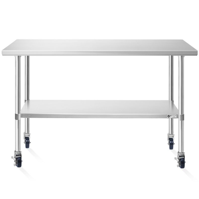 KUTLER Stainless Steel Table with Caster Wheels, NSF Heavy Duty Commercial Prep and Work Table with Undershelf for Restaurant, Hotel, Home, 2 of 8