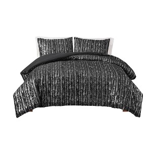 Gracie Mills Maelona Metallic Print Faux Fur Comforter Set - 1 of 4