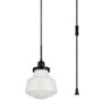 Elegant Lighting Lyle 1 light Black and frosted white glass plug in pendant - 3 of 4