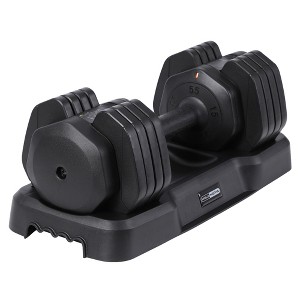 HolaHatha 5-in-1 Adjustable 15 to 55 Pound Dumbbell Free Weight Equipment w/Storage Tray & Double Locking System for Home Gym Fitness Workout, Single - 1 of 4
