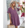 Maternity Swiss Dot Dress Summer V Neck Short Sleeve Button Down Mini Dress Baby Shower Photoshoot with Pockets - 2 of 4