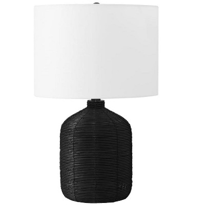 Monarch Specialties Lighting 23inchH Table Lamp Black Rattan Ivory / Cream Shade Modern