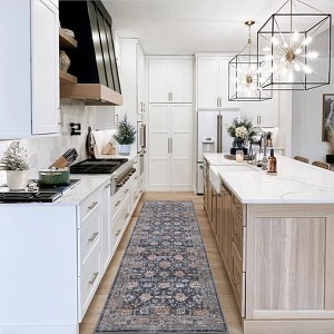 COZONY Traditional Distressed Carpet Indoor Vintage Washable Rug Floral Print Throw Rugs Ultra-Thin Non-Shedding Floor Cover for Bedroom Dining Room - 1 of 4