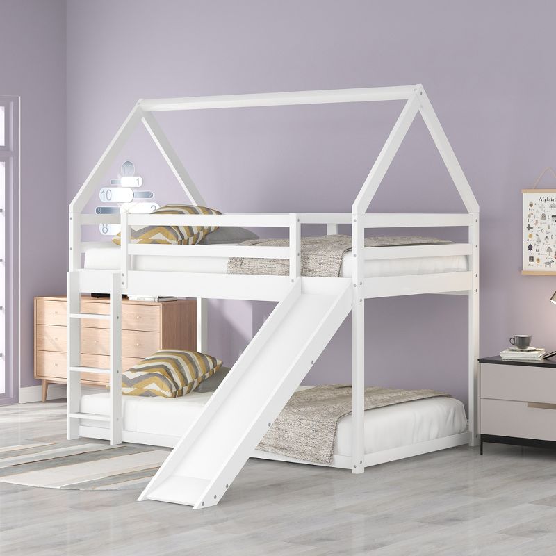 Twin over Twin House Bunk Bed with Slide and Ladder-ModernLuxe, 1 of 10