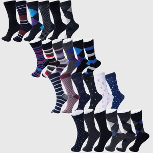 Alpine Swiss Mens Cotton 24 Pack Dress Socks Solid Ribbed Argyle Shoe Size 6-12 - 1 of 4