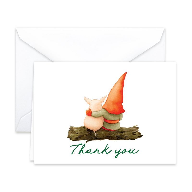 Paper Frenzy Gnomes Thank You Note Card Collection 25 pack with White Envelopes, 4 of 7
