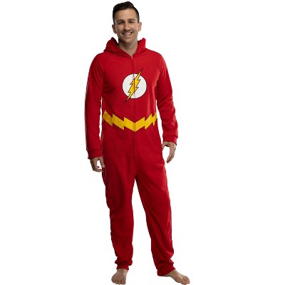 DC Comics Mens The Flash Hooded Union Suit Footless Pajamas Costume S M Red