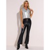 INSPIRE CHIC Women's Metallic Faux Leather Lapel Collar Zip Sleeveless Cropped Vest - 2 of 4