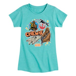 Girls' - Star Wars - Chewie Stickers Fitted Short Sleeve Graphic T-Shirt - 1 of 4