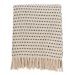 50"x60" Stitched Line Throw Blanket Ivory - Saro Lifestyle