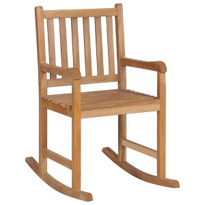 vidaXL Rocking Chair Outdoor Patio Rocking Chair with Cushion Solid Wood Teak - Green - 1 of 4