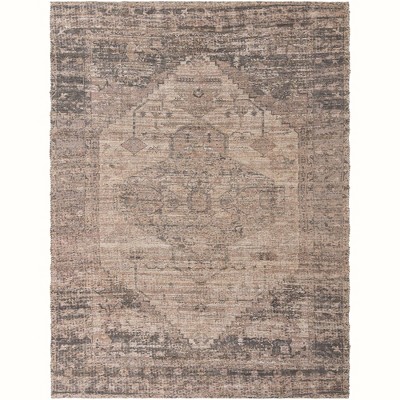 Handwoven Natural Brown Cotton Synthetic Rectangular Area Rug 9' x 12'
