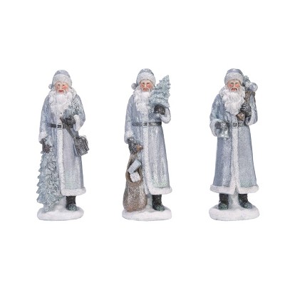 Transpac Resin 12 in. Silver Christmas Sweater Santa  Set of 3