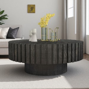 31.4" Wood Round Minimalist Coffee Table - 1 of 4