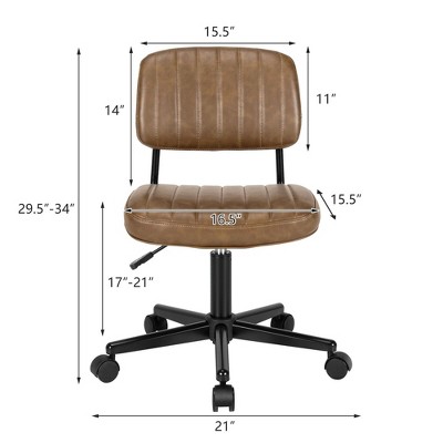 Brown Office Chairs Desk, Adjustable Height Dining Chairs Without Wheels