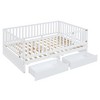 Full Size Wood Daybed with Fence Guardrails and 2 Drawers - 4 of 4