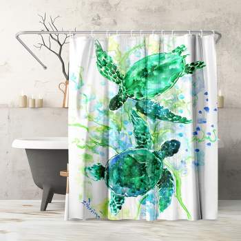 Americanflat 71 X 74 Shower Curtain, Baby Sea Turtles 3 By Suren