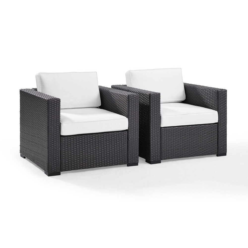 Photos - Garden Furniture Crosley Biscayne 2pk Outdoor Wicker Chairs - White  