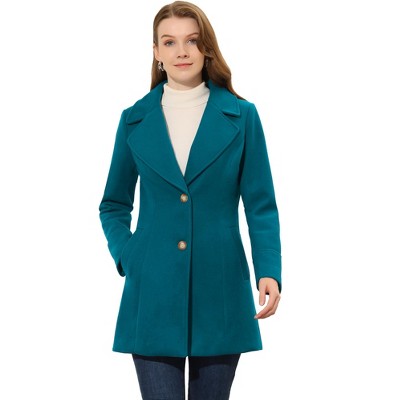 INSPIRE CHIC Women's Elegant Notched Lapel Button Single Breasted Winter Coat