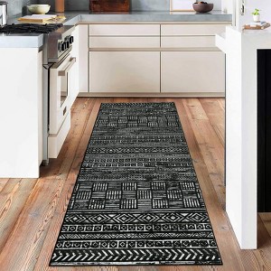 Area Rug For Living Room Textured Design Non Slip Rug Low-Pile Soft Tribal Print Bedroom Rug Stain Resistant Carpet - 1 of 4