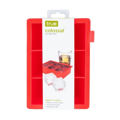 Red Silicone Extra Large Ice Cube Tray for 2-Inch Cubes