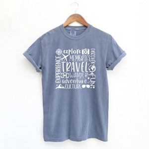 Simply Sage Market Women's Travel Subway Short Sleeve Garment Dyed Tee - 1 of 2