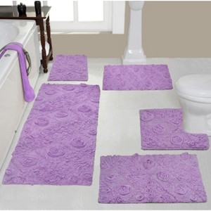 Modesto Bath Rug Bathroom Rugs Set, Washable Rug, Extra Soft and Absorbent bath Rug, Bath Mat Set, Non-Slip, 5 Pcs Set with Contour, Purple - 1 of 4