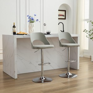 Modern Polyurethane Leather Height Bar Stool With Backrest Set of 2,360˚ Swivel Stool,Modern Stool Bar,Height Counter Stool-Cuddlewood - 1 of 4