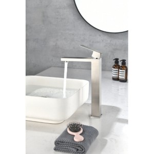 Modern Single Handle Vanity Sink Faucet with Relaxing Waterfall Spout Design - 1 of 4