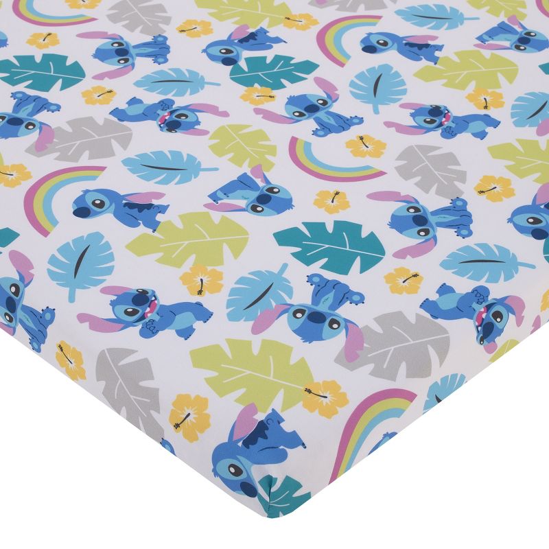 Disney Stitch Blue, Teal, Lime, and White Nursery Fitted Mini Crib Sheet, 1 of 5