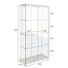 Modern Glass Display Cabinet with Glass Doors & LED Lights, 2-Door Showcase with Tempered Glass Shelves for Living Room-Cuddlewood - 4 of 4