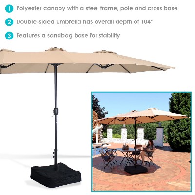 Tan Double-Sided Steel Market Umbrella with Polyester Canopy