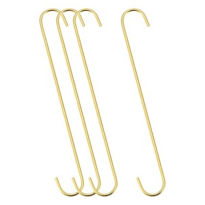 Unique Bargains S-shaped Extra Long Steel for Garden Bathroom Closet Hooks 4 Pcs - 1 of 4