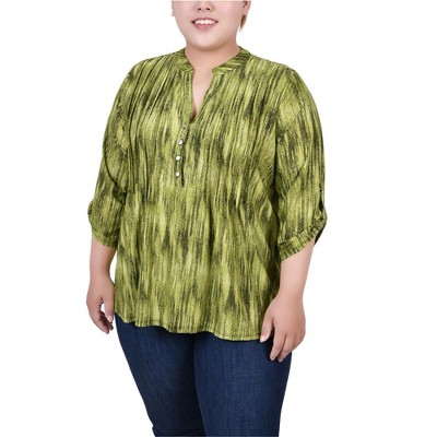 NY Collection Womens Pleated Tunic Blouse