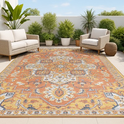 JONATHAN Y Bijan Traditional Vintage Medallion Reversible Machine-Washable Indoor/Outdoor Area Rug