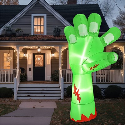 Joyfy 9 FT Long Halloween Inflatables Outdoor Decoration, Giant Zombie Arm Inflatable with Built-in LEDs for Halloween Yard Lawn Garden Decoration