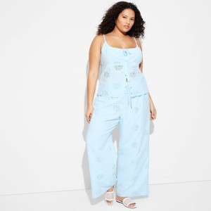 Women's High-Rise Eyelet Relaxed Pants - Wild Fable™ - 1 of 3