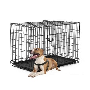 FDW Dog Crate Dog Kennel Cage with Double Door,36 inch Folding Metal Wire Dog Cage with Removable Tray÷r Panel,Pet Crate for Medium Dogs,Black - 1 of 4