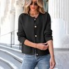 Womens Cardigan Sweaters Front Button Stripes Cardigan At Waist Long Sleeve Casual Sweater Jackets Soft Open Front Cardigan - 3 of 4