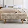 Sapphtopaz Pleated Fabric Ottoman with Storage, Upholstered Oval Ottoman Bench with Rubber Wood Legs, Multi-Functional Footstool or Seat - 3 of 4