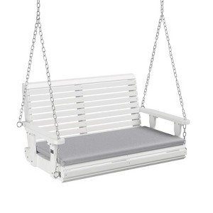 2-Person Patio Wood Porch Swing With Cushion - 1 of 4