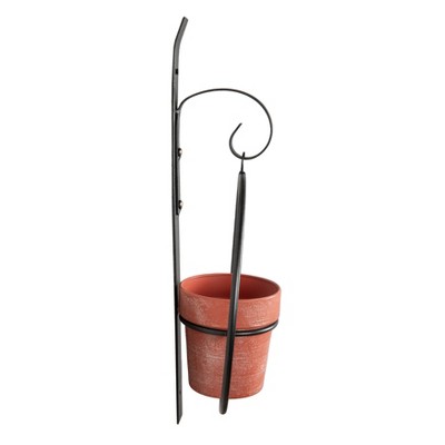 Set of 2 Black Iron Hanging Planters with Terracotta Pots