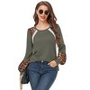 Clearlove Women's Leopard Print Tunic Tops Casual Color Block Blouse Long Sleeve T Shirt - 4 of 4