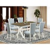 HomeStock 7-Piece Distressed Jacobean Finish Solid Wood Top Dining Table with 6 Parson-Chairs - 2 of 4