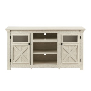 Vynxaria 60" White Farmhouse TV Center with Barn Doors and Ample Storage - 1 of 4