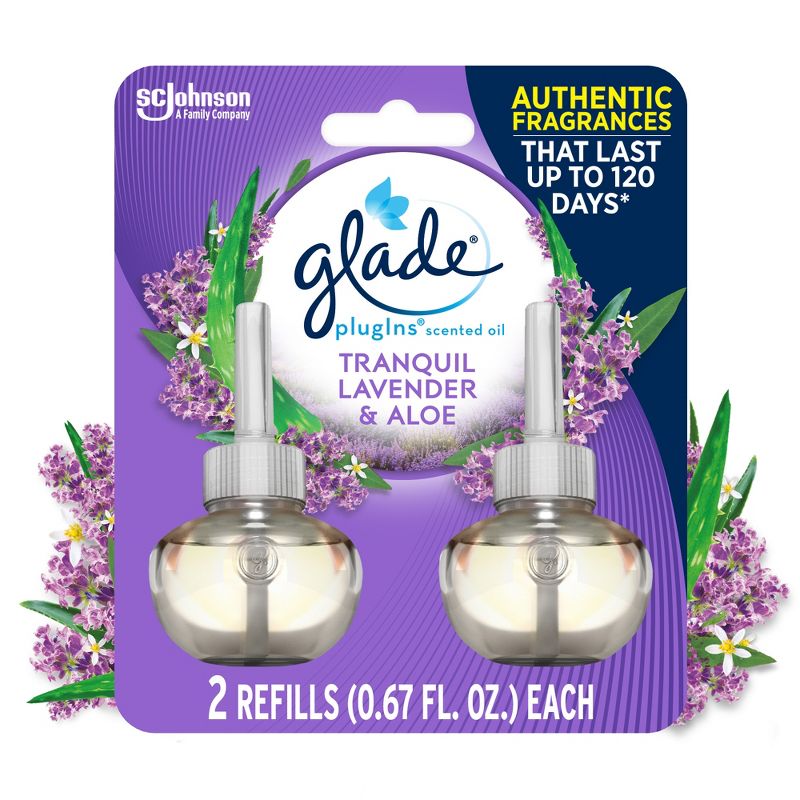 Glade PlugIns Scented Oil Air Freshener Refills - Tranquil Lavender &#38; Aloe - 3.32 fl oz/2pk, 1 of 18