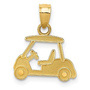 Black Bow Jewelry 14k Yellow Gold Satin Golf Cart Pendant - 1 of 4