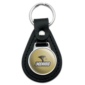 Lindenwood University Secondary Logo Black Leather Keychain - 1 of 4