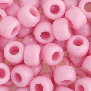 John Bead 1000 Pieces 9mm Plastic Crow Beads Pink Pony Bead for DIY Arts and Crafts Making Supplies - 1 of 3