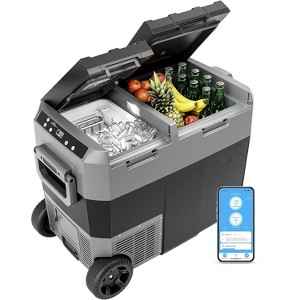 Simzlife 48Qt Dual Zone APP Control Outdoor Portable Car Refrigerator with Wheels,Dual Zone Electric Cooler, Black - 1 of 4
